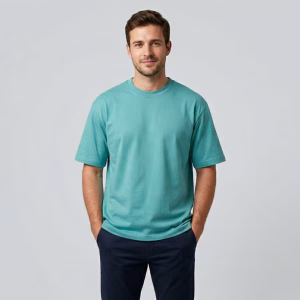 Tropical Aqua Blue Heavyweight Cotton T-Shirt – Premium Modern Fit