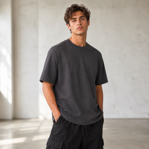 Urban Stone Grey Heavyweight Cotton Oversize T-Shirt – Premium Modern Fit