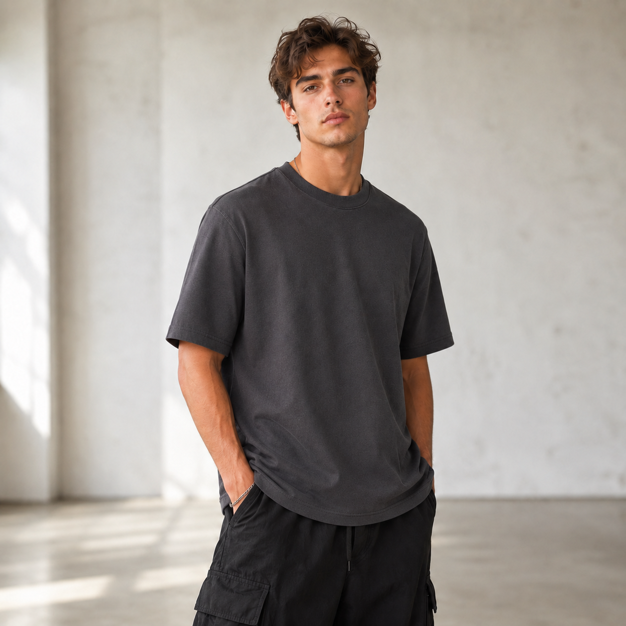 Urban Stone Grey Heavyweight Cotton Oversize T-Shirt – Premium Modern Fit