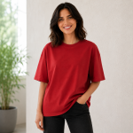 Royal Crimson Red Heavyweight Cotton Oversize T-Shirt – Premium Modern Fit