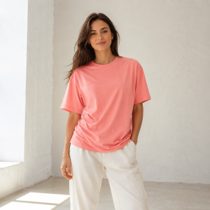 Blush Pink Heavyweight Cotton Oversize T-Shirt – Premium Modern Fit