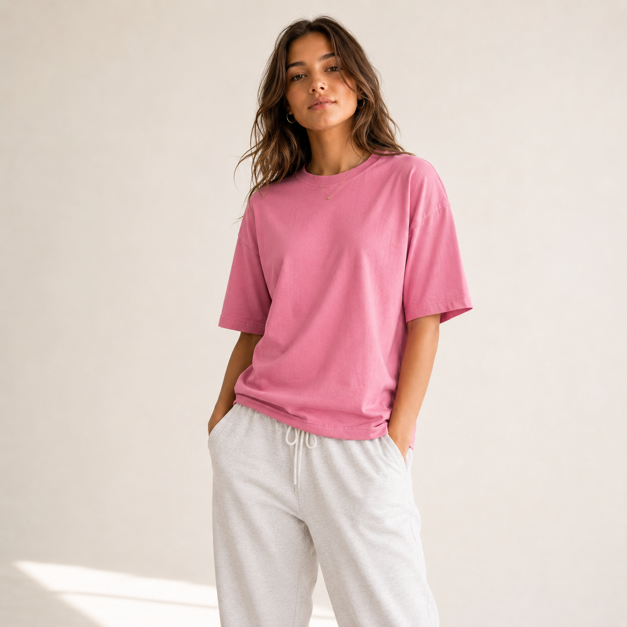 Pink Heavyweight Cotton Oversize T-Shirt – Premium Modern Fit